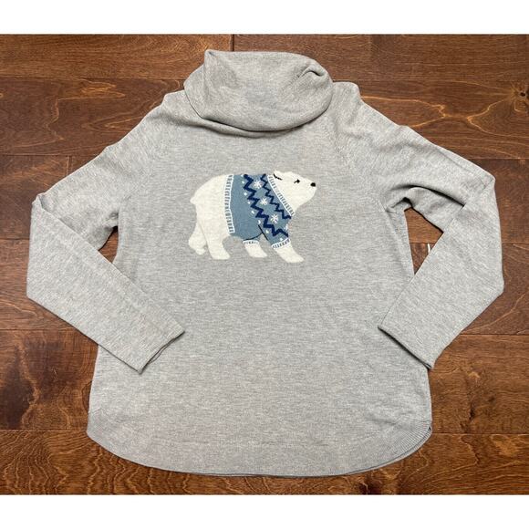J Jill Women’s Gray Polar Bear Cowl Neck Sweater Alpaca Wool Blend Size Small - Picture 1 of 8